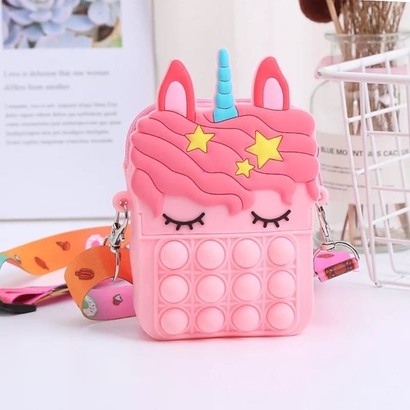 Small Unicorn Fidget Bubble Cross Body Bag with Carrying Strap - Picture 2 of 3
